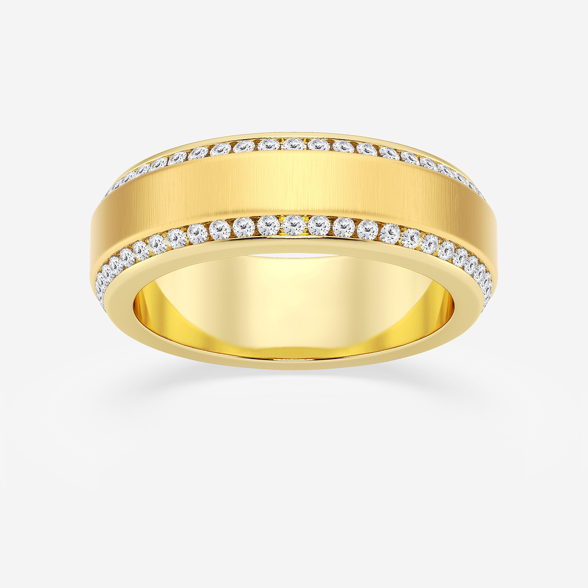 1 ctw Round Lab Grown Diamond 7mm Beveled Edge Satin Finish Eternity Band